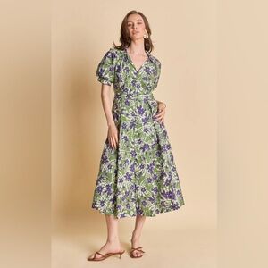 English Factory Casual Print Pleat Midi Dress FLORAL PRINTED MIDI DRESS size XS